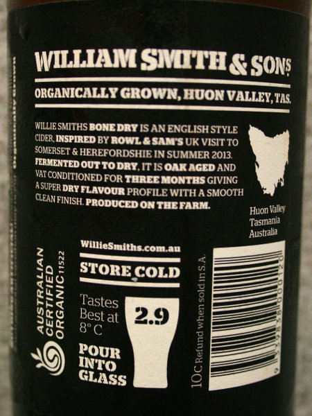 Willie Smith's Bone Dry Cider Label